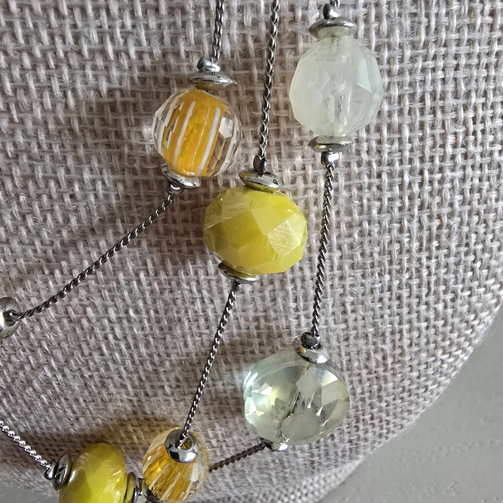 NWT Croft & barrow Yellow and Clear Multi-Strand Beaded Necklace - Picture 4 of 5